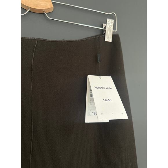 Massimo Dutti Studio Brown Wool Blend Midi Skirt NEW Size Small - Picture 8 of 12